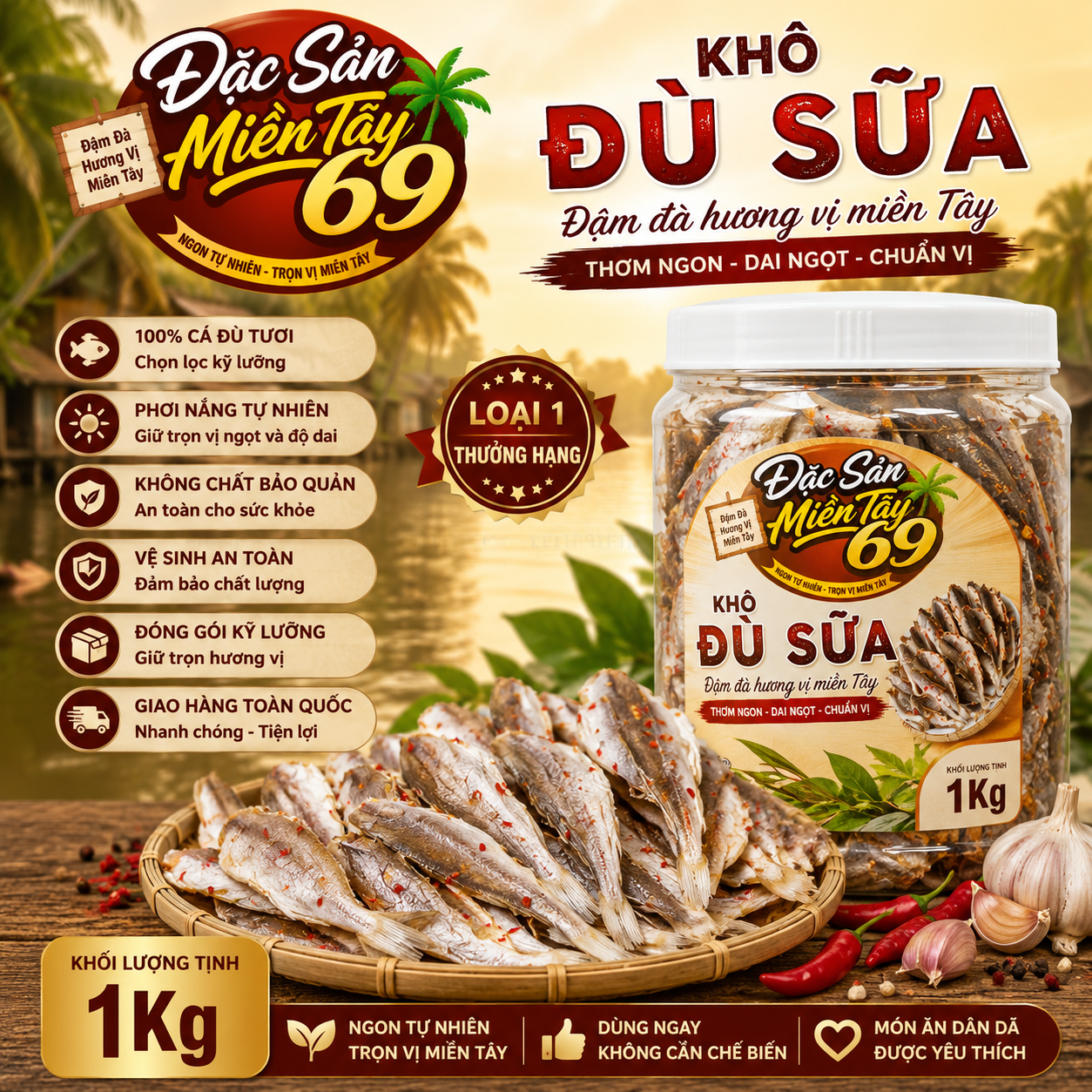 Khô Lù Đù Sữa Loại 1 Thượng Hạng 1Kg - Đặc Sản Miền Tây 69