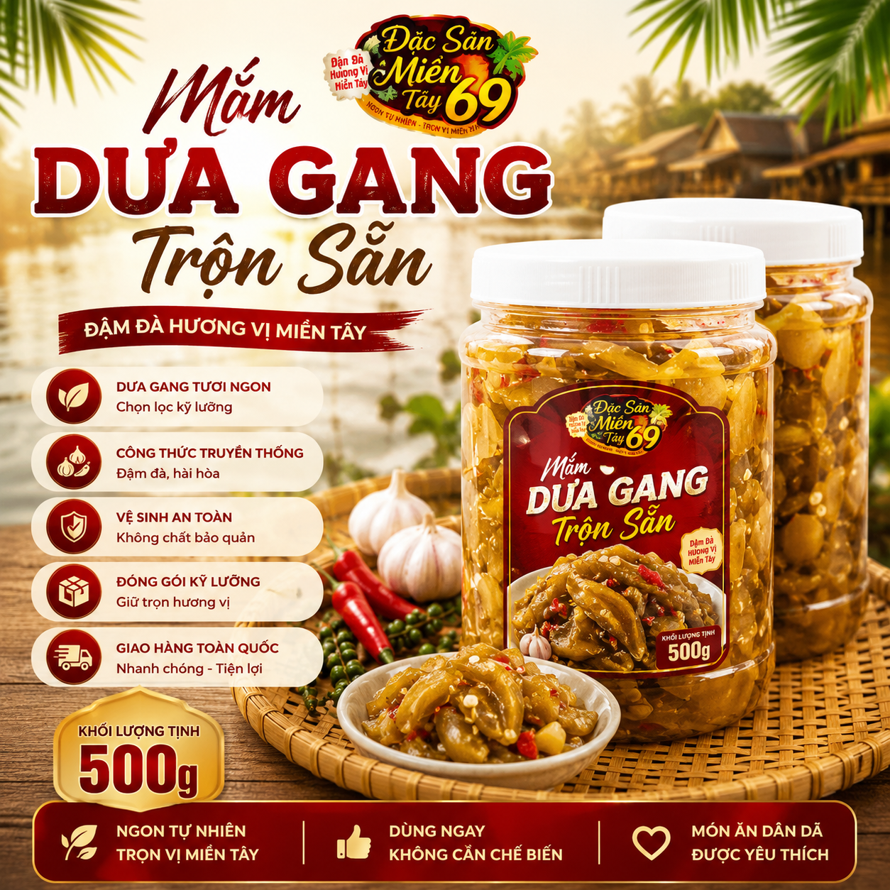 Mắm Dưa Leo Trộn Sẵn 1kg Đặc Sản Miền Tây 69 Giá Tốt Giòn Ngon
